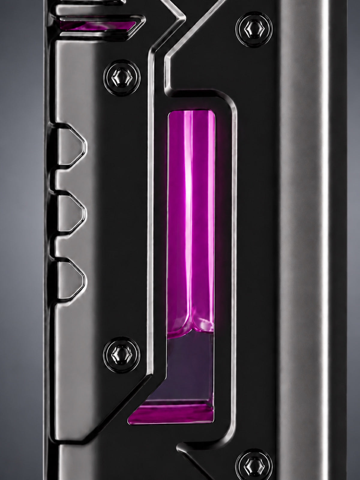 Close view of the F153 built-in LED light and metal frame