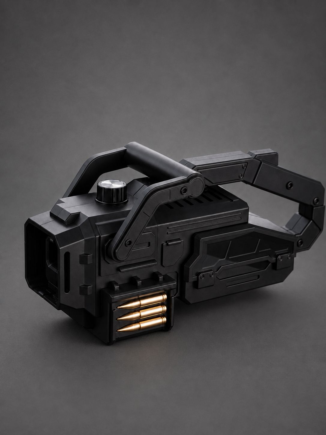 PH003 gatling-style torch body with decorative rounds on dark background