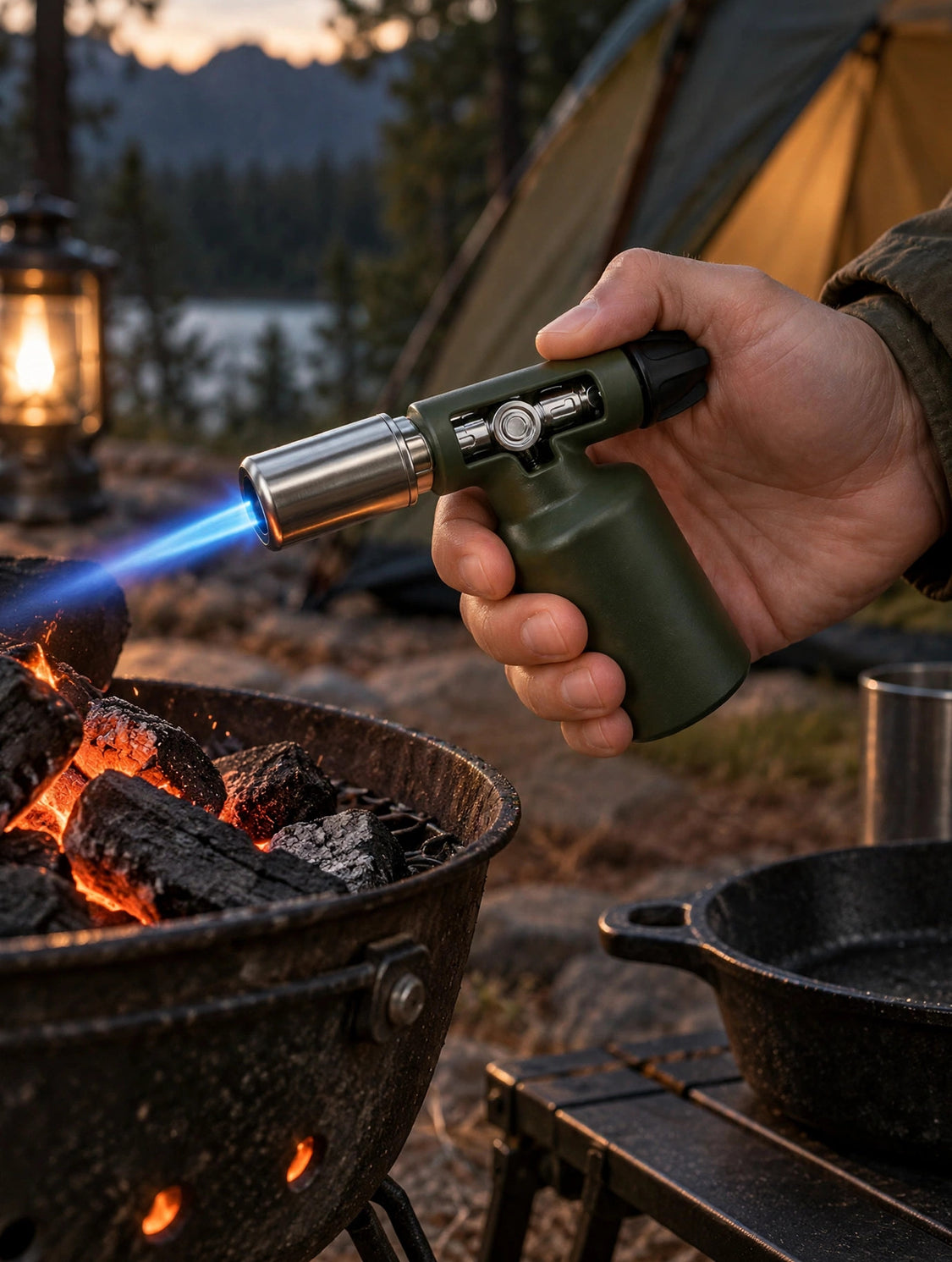 SG041 blue needle flame in use