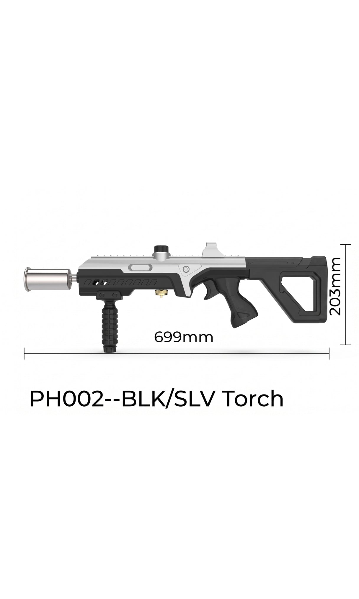 Premium Focus PH002 Tactical Torch Gun | Black & Silver | BBQ & Camping Fire Starter | Wholesale Only