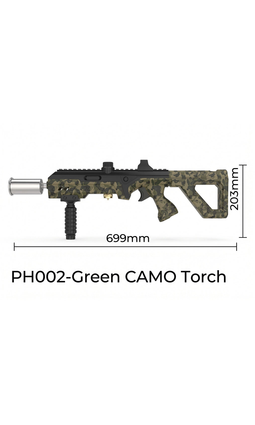 Premium Focus PH002 Tactical Torch Gun | Green Camo | BBQ & Camping Fire Starter | Wholesale Only
