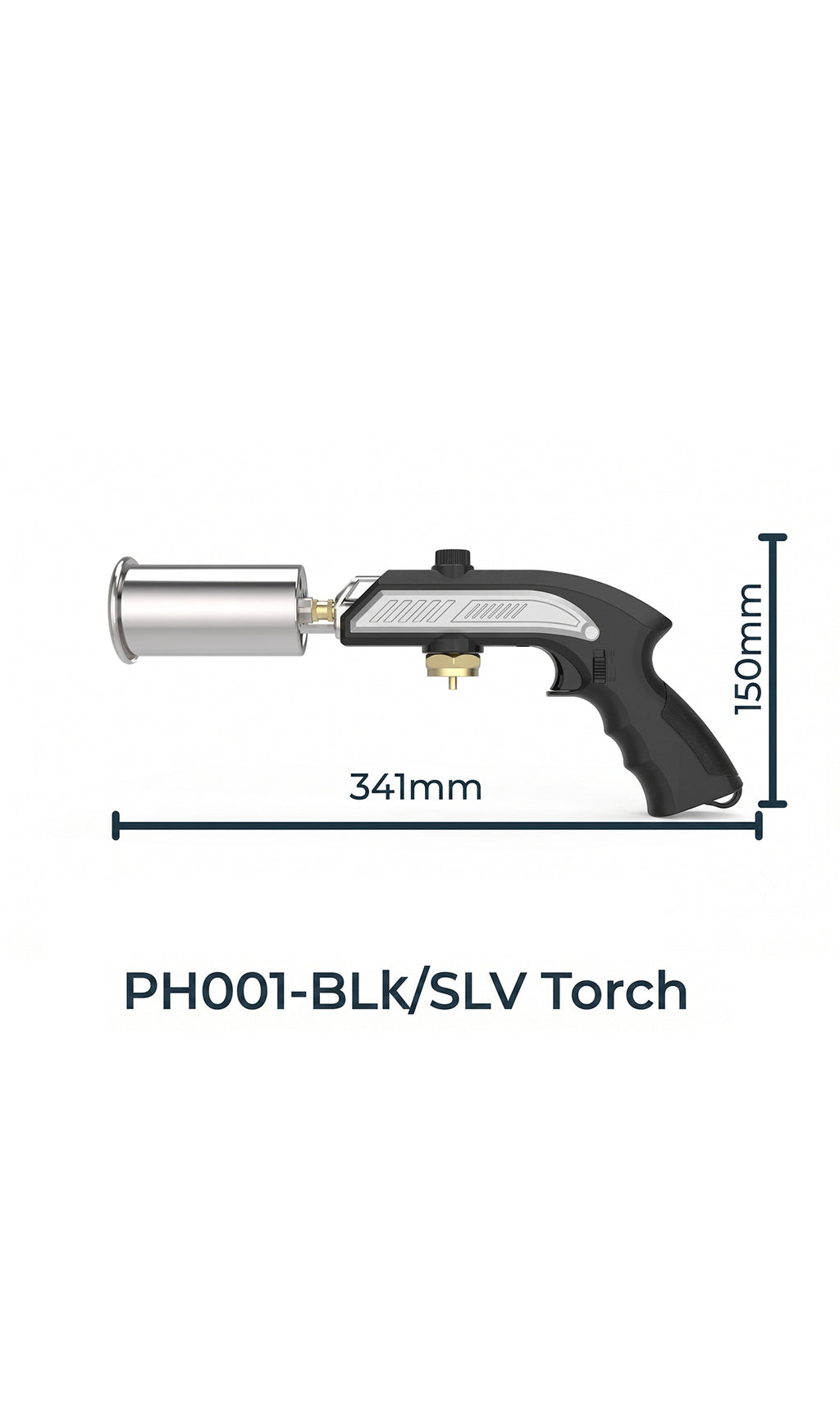 Focus PH001 Heavy-Duty Stainless Steel Propane Torch for Campfires & Grills (Black/Silver)