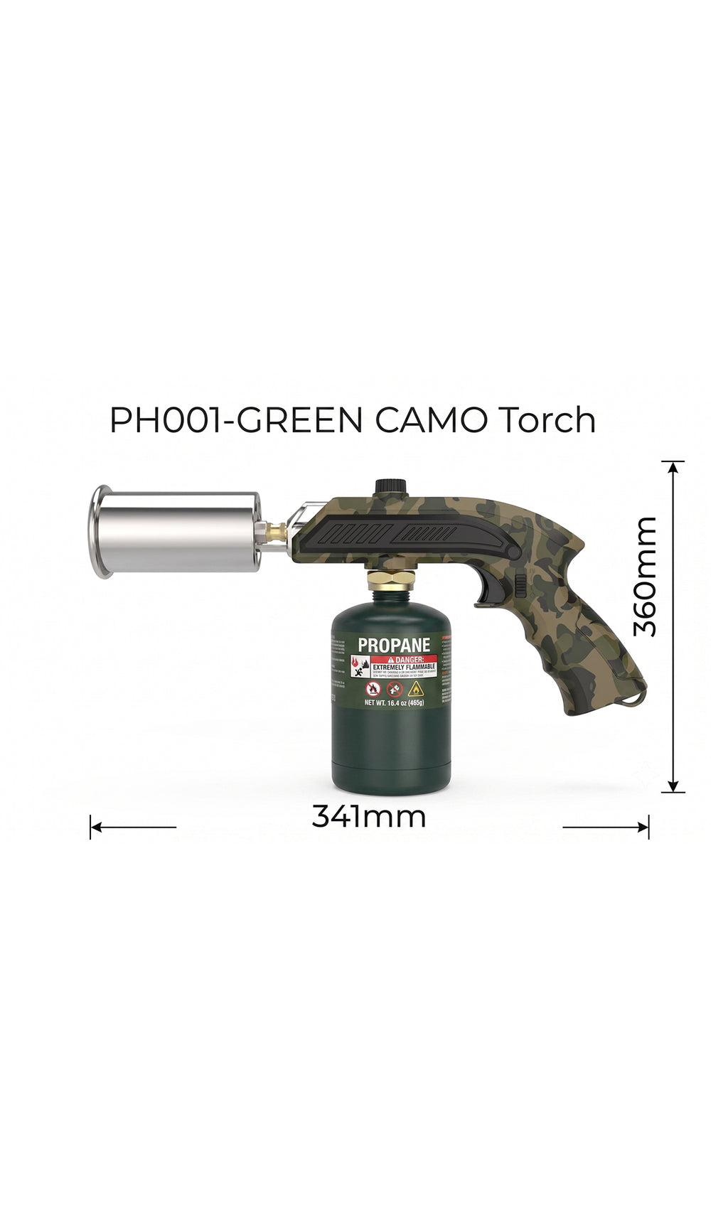 Focus PH001 Heavy-Duty Torch Gun | Green Camo | BBQ & Camping Fire Starter | Wholesale Only