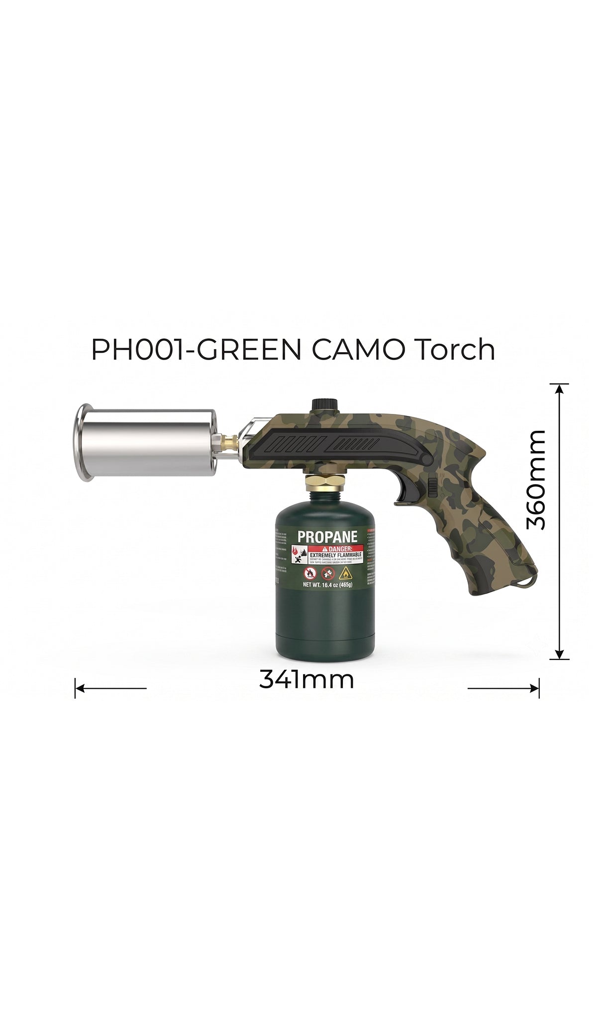 Focus PH001 Heavy-Duty Torch Gun | Green Camo | BBQ & Camping Fire Starter | Wholesale Only