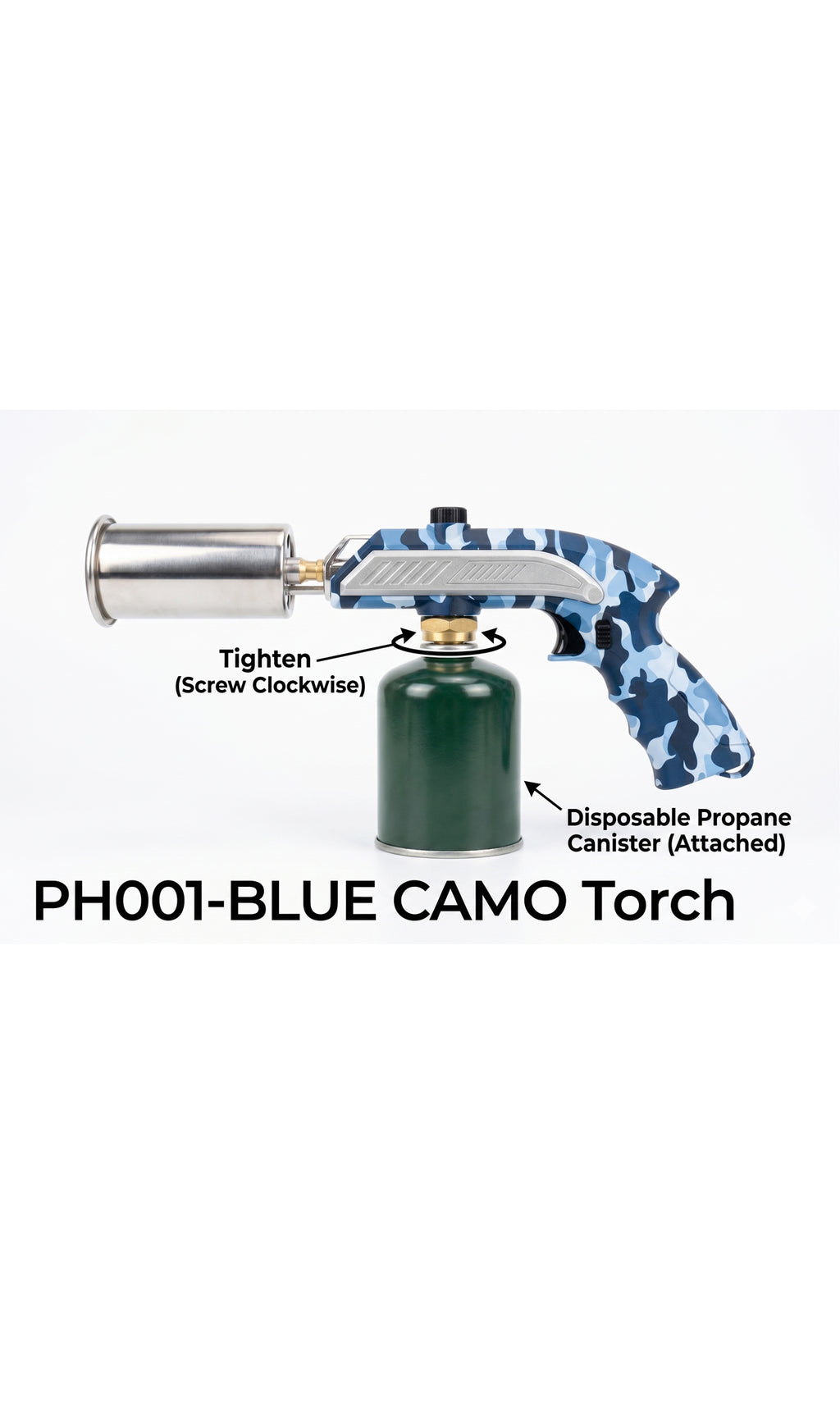 Focus PH001 Blue Camo Torch Gun – Heavy-Duty Gas Blow Torch for BBQ & Camping (Wholesale Only)