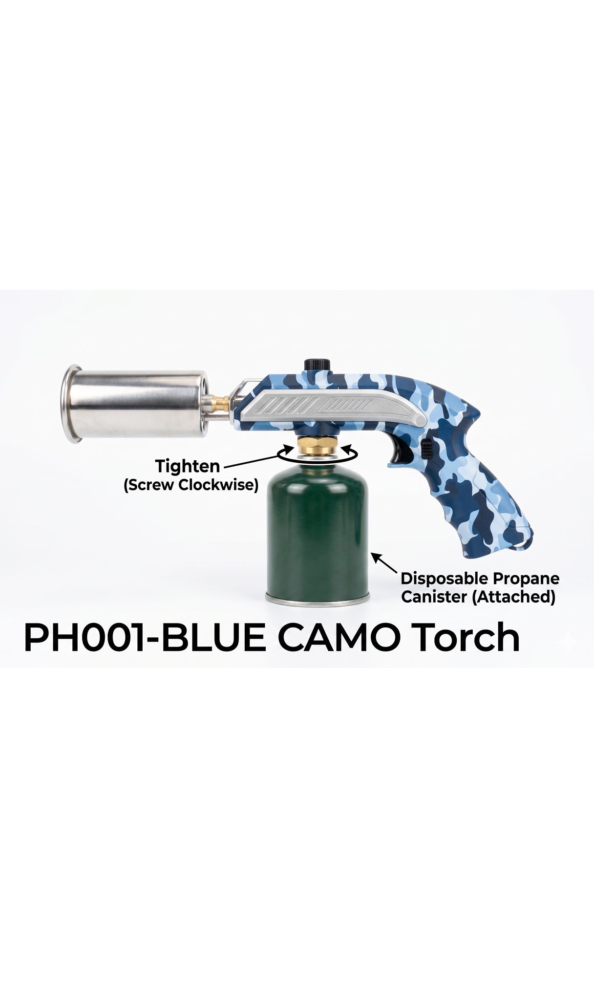 Focus PH001 Blue Camo Torch Gun – Heavy-Duty Gas Blow Torch for BBQ & Camping (Wholesale Only)