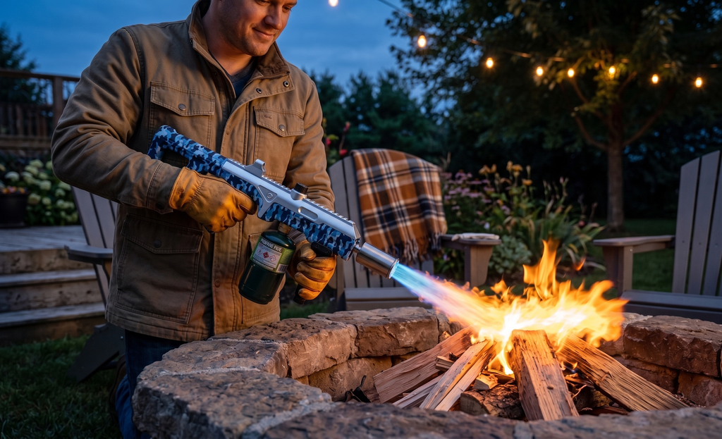 Premium Focus PH002 Tactical Torch Gun | Blue Camo | BBQ & Camping Fire Starter | Wholesale Only