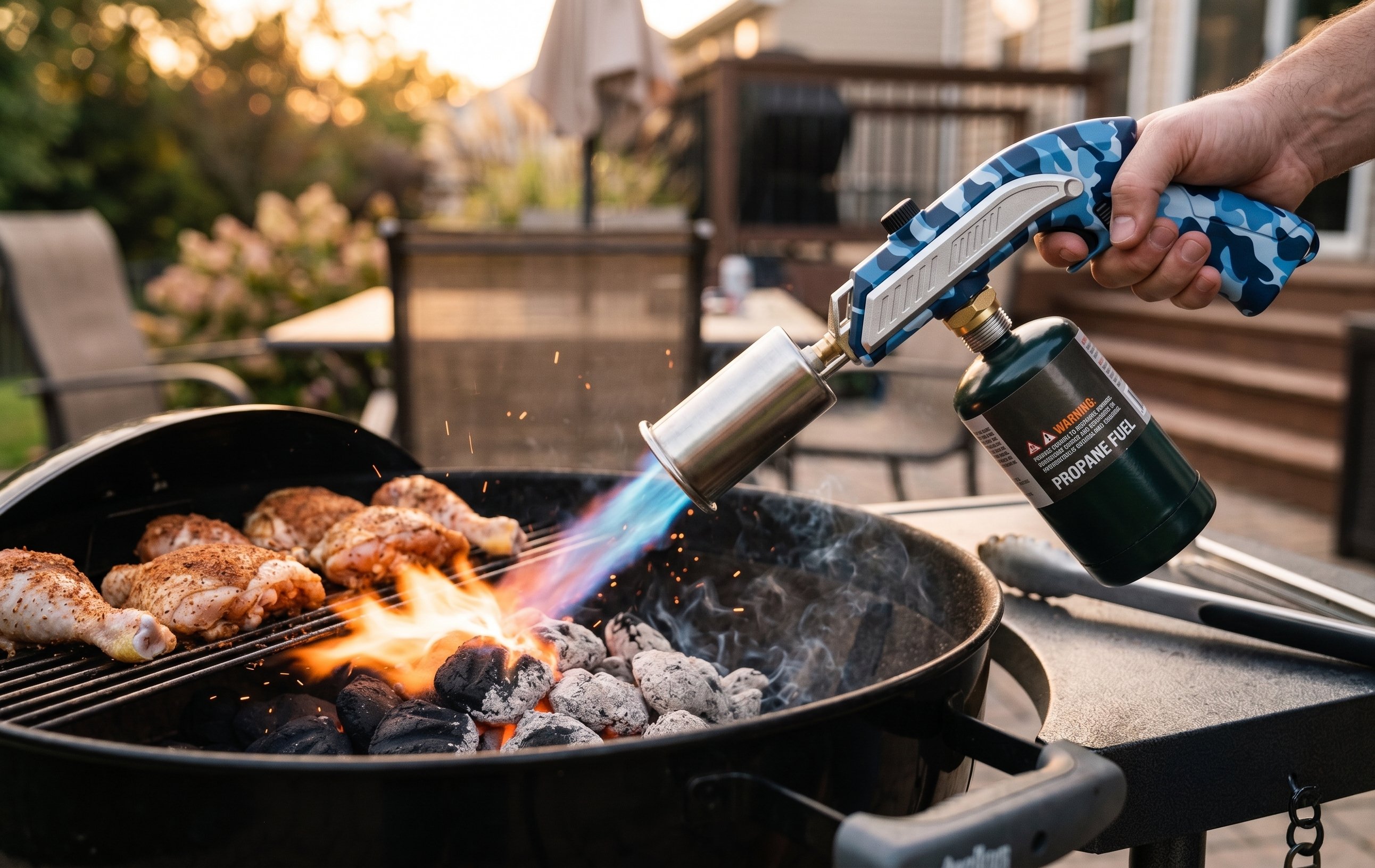 Focus PH001 Blue Camo Torch Gun – Heavy-Duty Gas Blow Torch for BBQ & Camping (Wholesale Only)