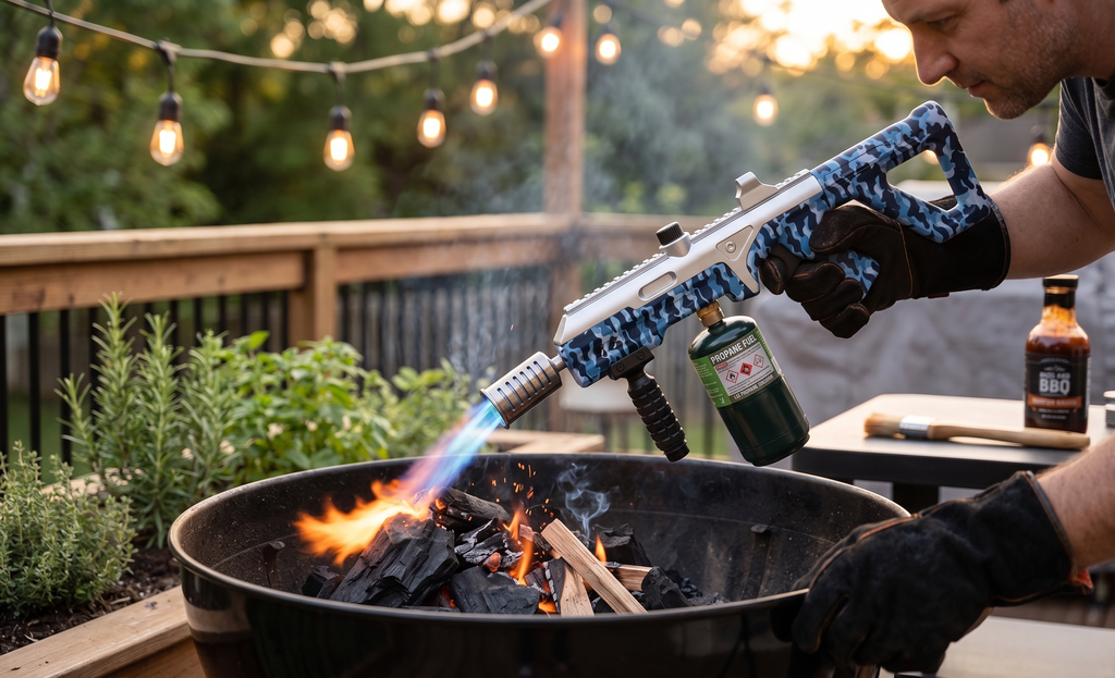 Premium Focus PH002 Tactical Torch Gun | Blue Camo | BBQ & Camping Fire Starter | Wholesale Only