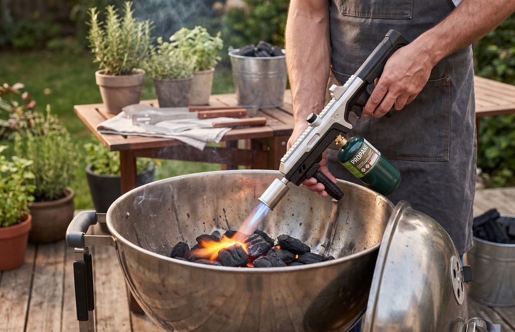 Premium Focus PH002 Tactical Torch Gun | Black & Silver | BBQ & Camping Fire Starter | Wholesale Only