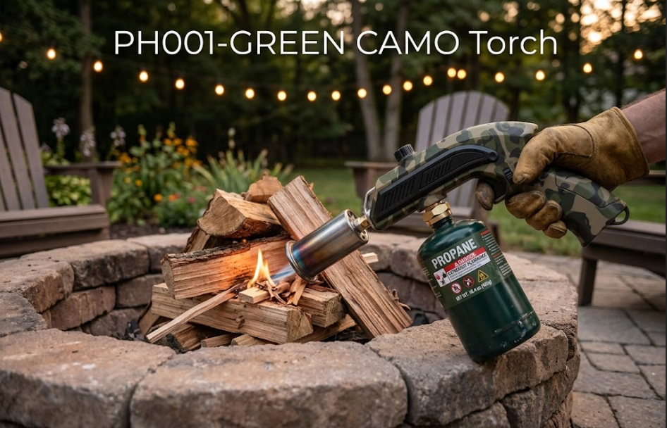 Focus PH001 Heavy-Duty Torch Gun | Green Camo | BBQ & Camping Fire Starter | Wholesale Only