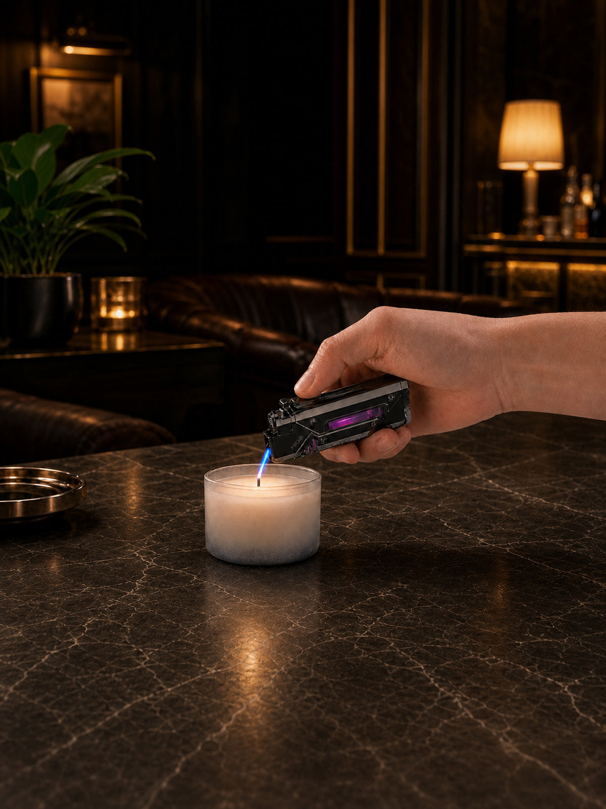 F153 lighter used in a premium cigar setting