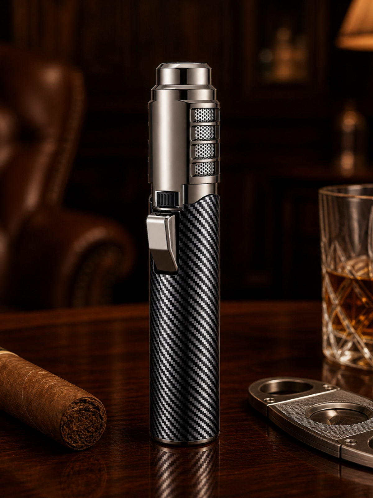 Blue SG006 torch fully visible in a modern display setting